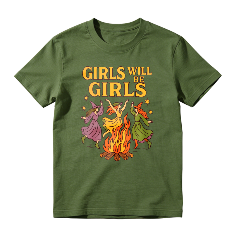 Girls Will Be Girls Witches Dancing Around Campfire Unisex Classic T-shirt