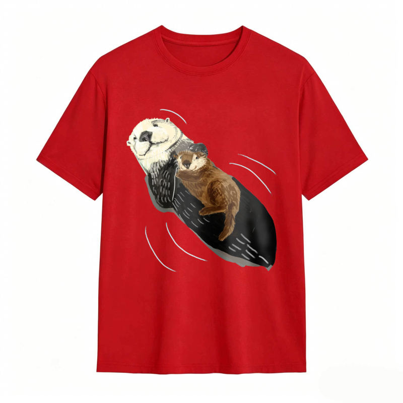 Otter And Baby Otter Floating On Back Unisex Classic T-shirt