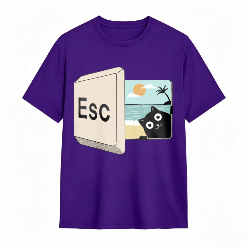 Esc Key Cat Beach Scene Unisex Classic T-shirt