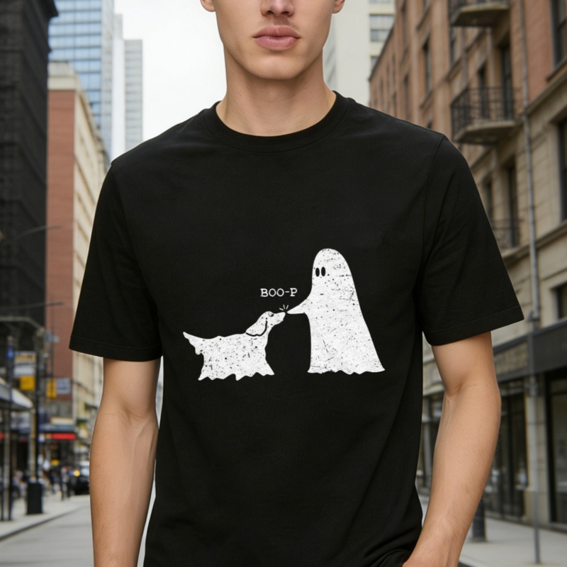 Funny Ghost Saying Boo P To Dog Halloween Graphic T-shirt