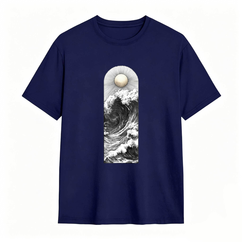 Wave And Moon Arch Design Unisex Classic T-shirt