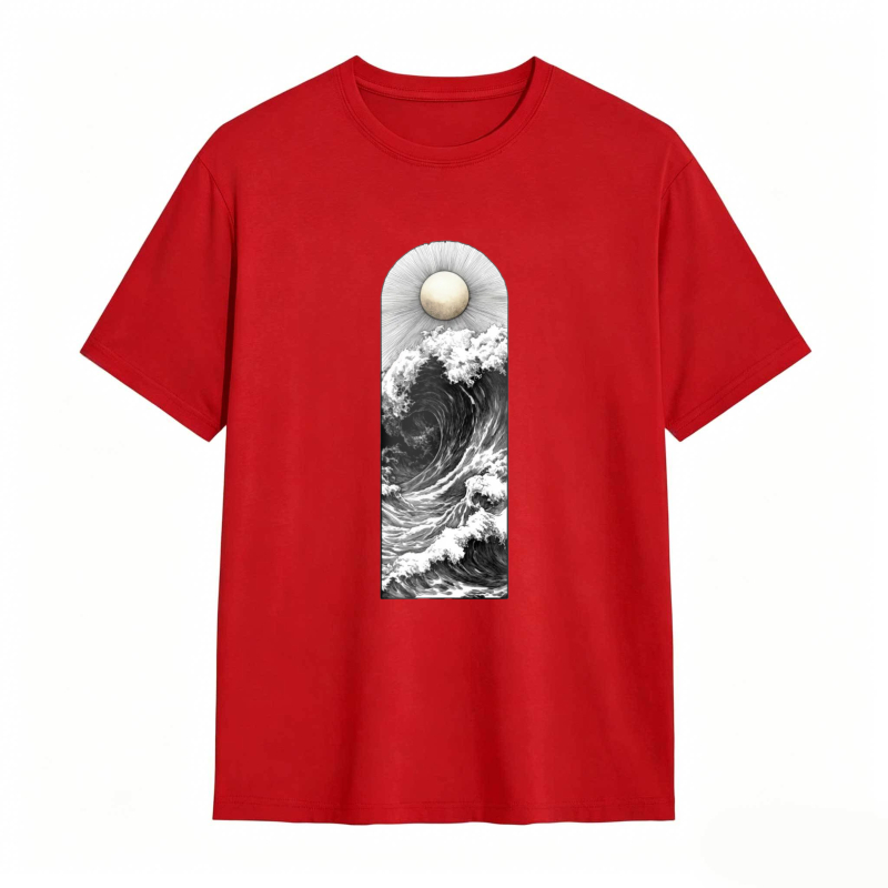 Wave And Moon Arch Design Unisex Classic T-shirt