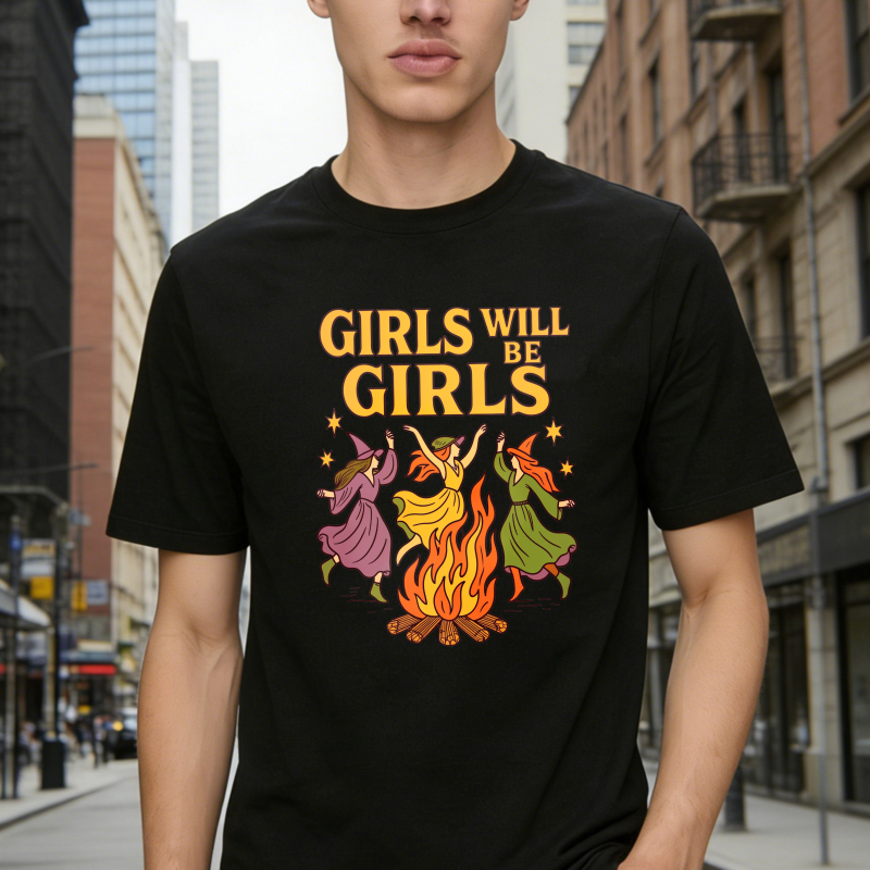 Girls Will Be Girls Witches Dancing Around Campfire Unisex Classic T-shirt