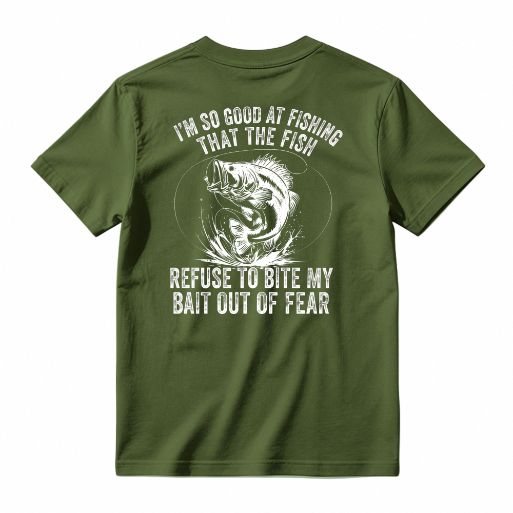 Funny Fishing Quote Fish Refuse To Bite Bait Out Of Fear Graphic T-shirt