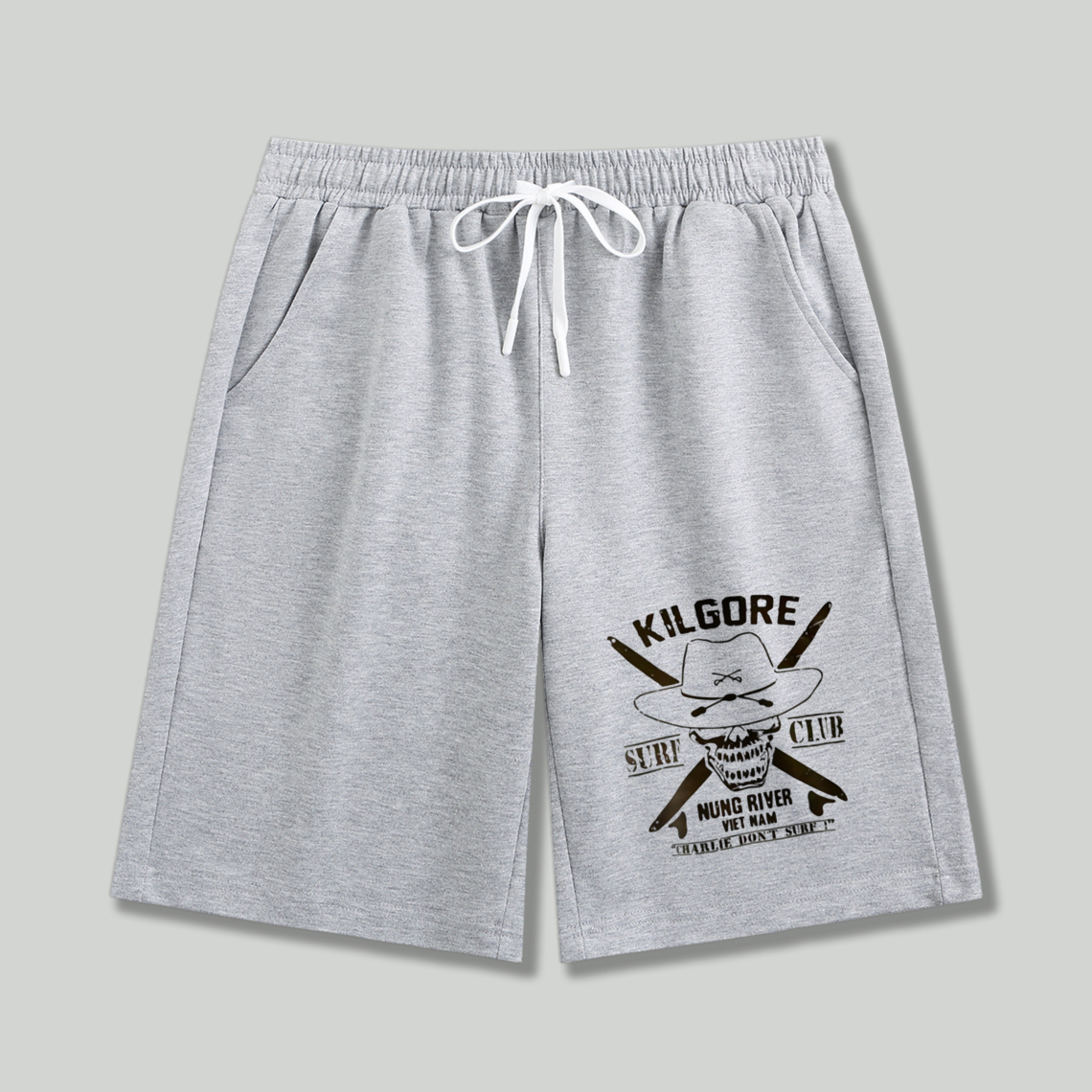 Kilgore Surf Club Skull And Crossed Swords Graphic Print Shorts