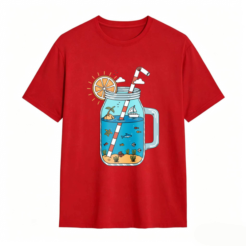 Mason Jar With Beach Scene And Lemonade Design Unisex Classic T-shirt