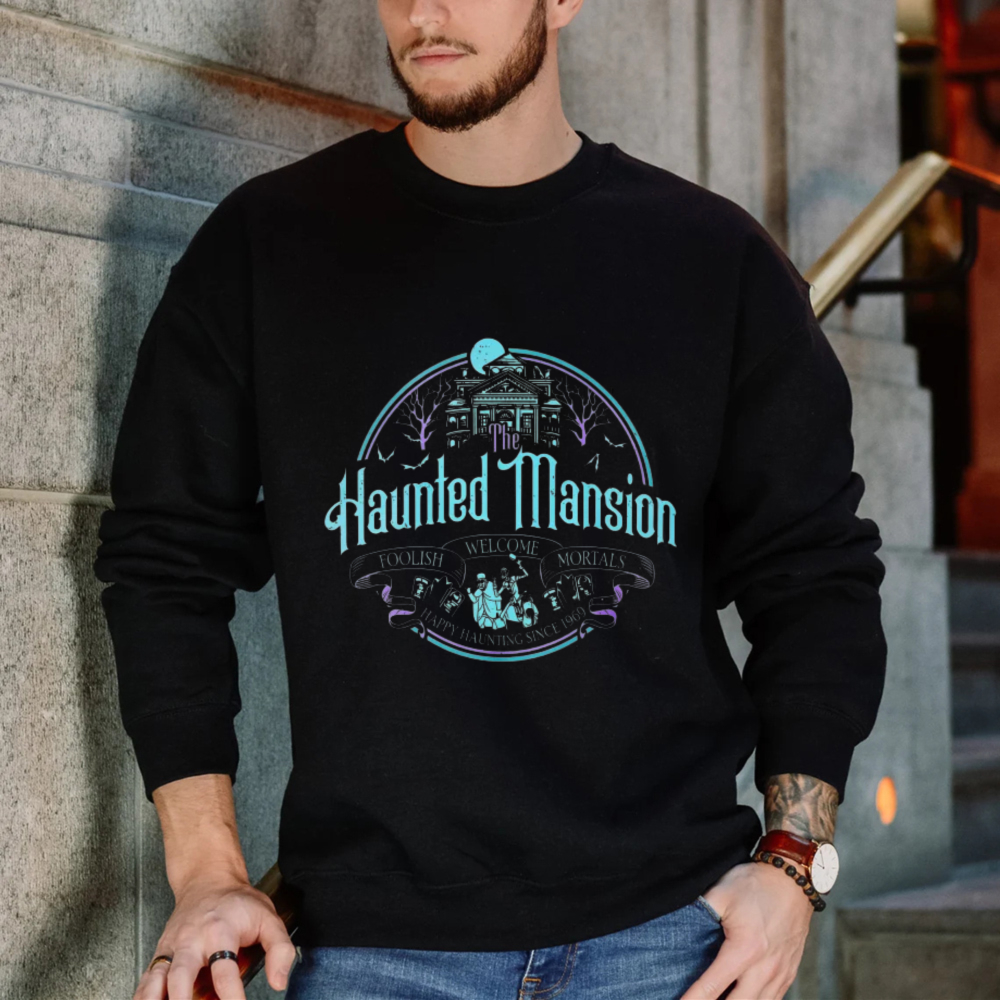 Haunted Mansion Gothic Horror House Moon Skeletons Sweatshirt