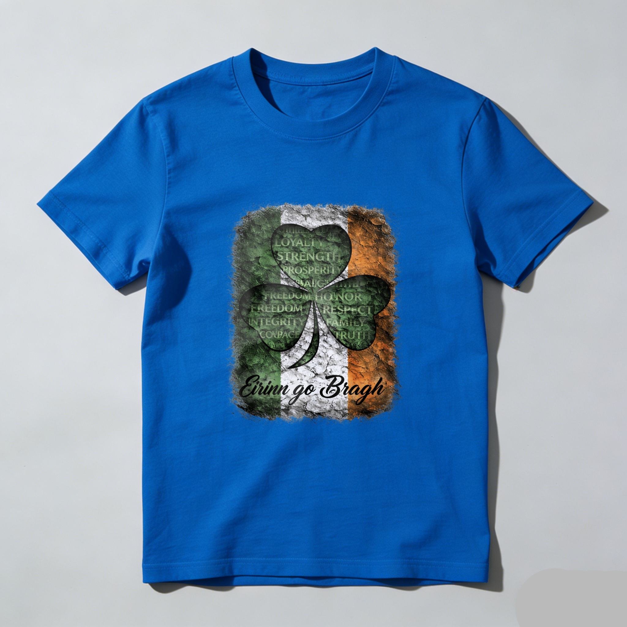 TEECURENT Irish Shamrock Flag T-Shirt With Erin Go Bragh And Irish Values Design For St Patrick's Day And Irish Pride
