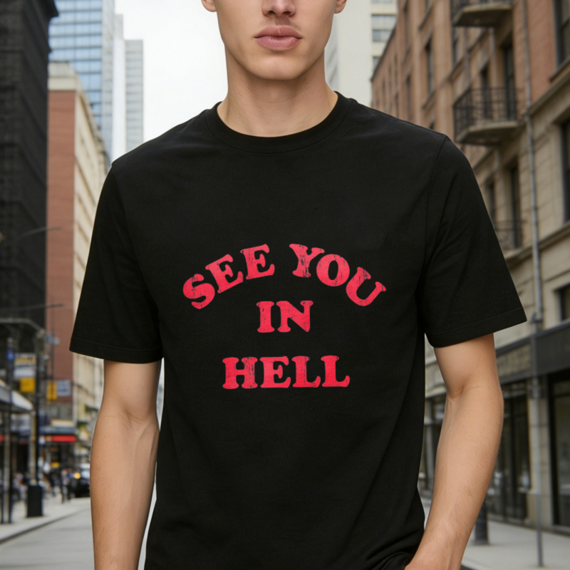 See You In Hell Text Graphic T-shirt