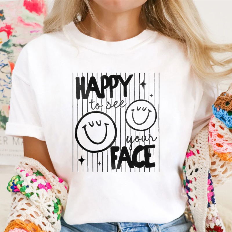 Happy To See Your Face Smiley Graphic Unisex Classic T-shirt
