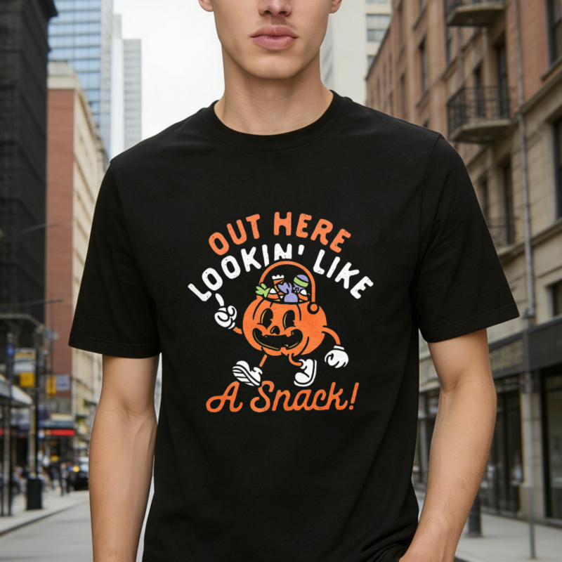 Out Here Lookin Like A Snack Halloween Pumpkin Cartoon Graphic T-shirt