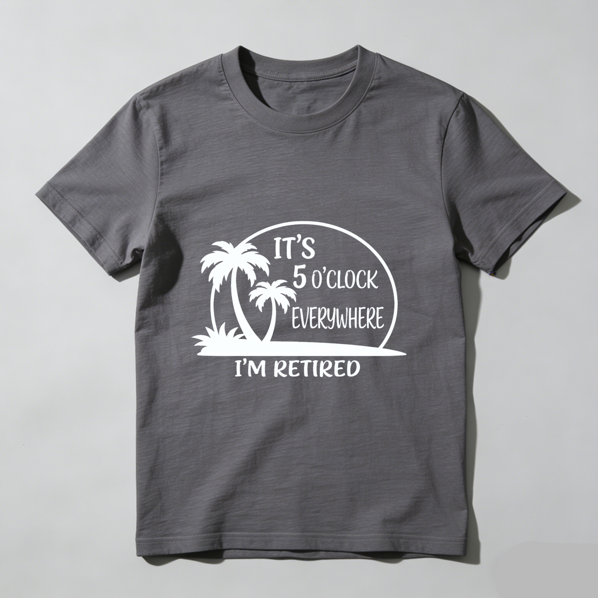 TEECURENT Its 5 Oclock Everywhere Im Retired Funny Retirement Shirt For Men Women Palm Tree Design Casual T-Shirt WOMEN