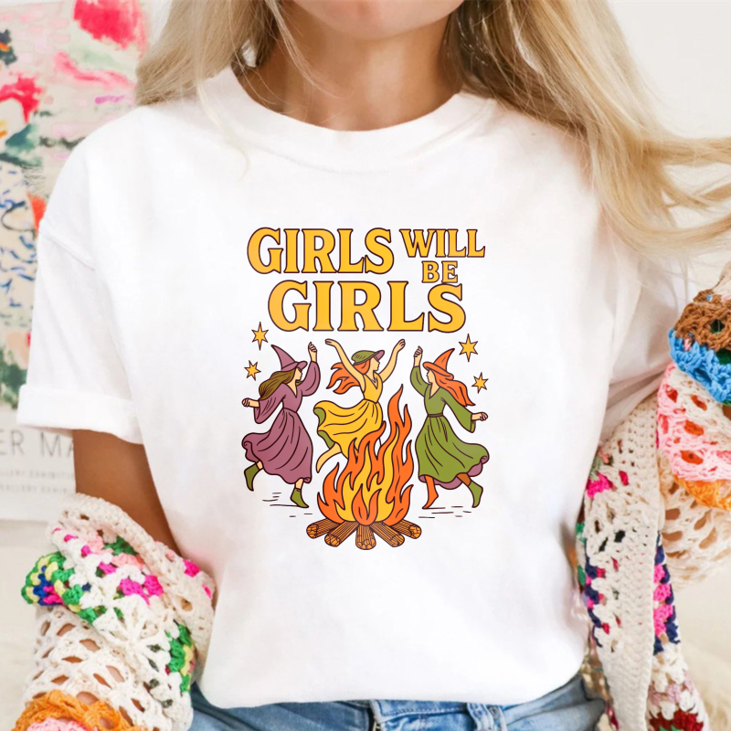 Girls Will Be Girls Witches Dancing Around Campfire Unisex Classic T-shirt