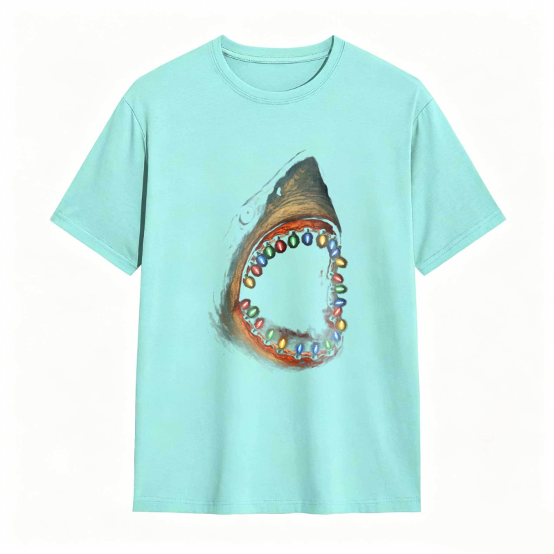 Shark With Colorful Teeth Pattern Unisex Classic T-shirt
