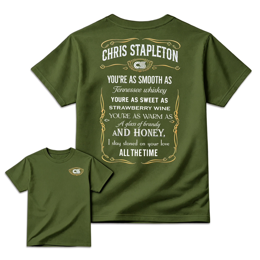 Chr1s St4pleton Inspired Graphic T-Shirt, "Tennessee Whiskey" Country Song Lyrics Tee, Vintage Western Rodeo Outfit, Country Music Fan Gift