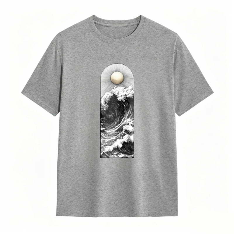 Wave And Moon Arch Design Unisex Classic T-shirt