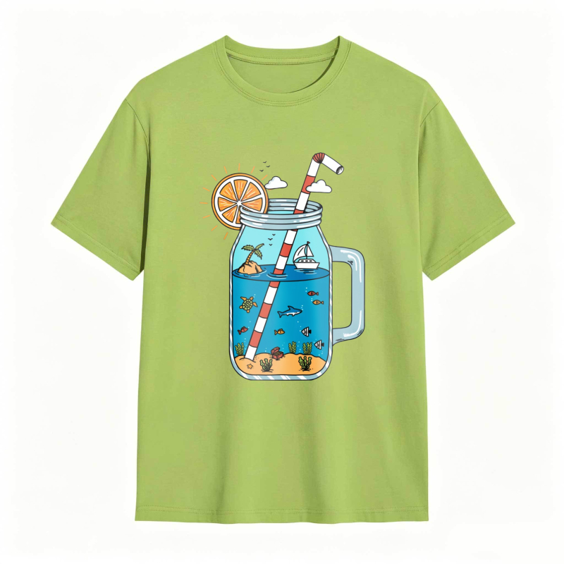Mason Jar With Beach Scene And Lemonade Design Unisex Classic T-shirt