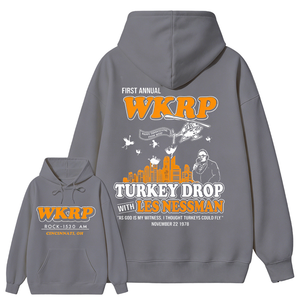 WKRP Turkey Drop T-Shirt, Les Nessman Thanksgiving Graphic hoodie