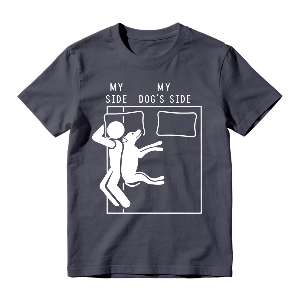 Funny Dog Owner My Side My Dogs Side Graphic T-Shirt,Novelty Dog Lover Quote Top