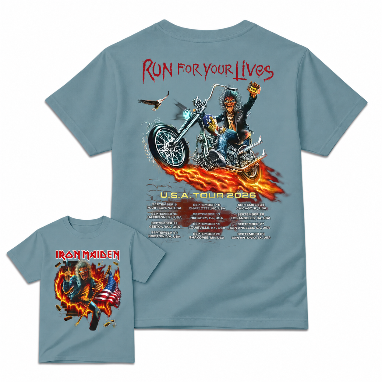2026 "Run For Your Lives" Heavy Metal Biker Graphic Music T-Shirt