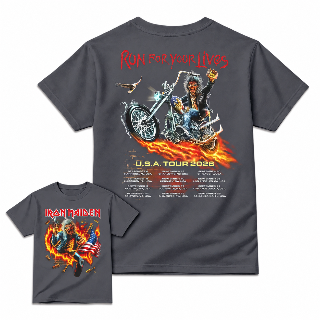 2026 "Run For Your Lives" Heavy Metal Biker Graphic Music T-Shirt