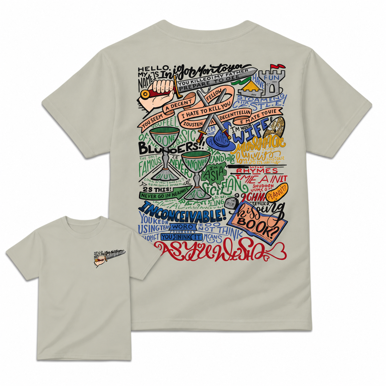 Th3 Pr1nc3ss Br1d3 Inspired Graphic T-Shirt, Iconic Movie Quotes Hand-Lettered Tee