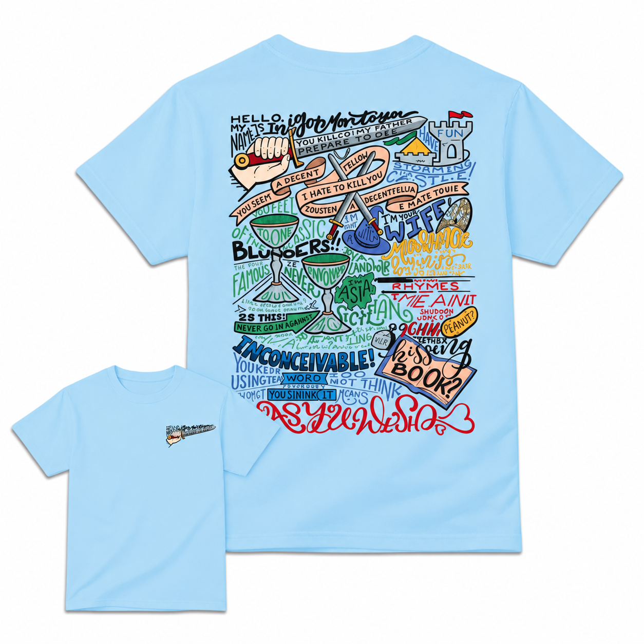 Th3 Pr1nc3ss Br1d3 Inspired Graphic T-Shirt, Iconic Movie Quotes Hand-Lettered Tee