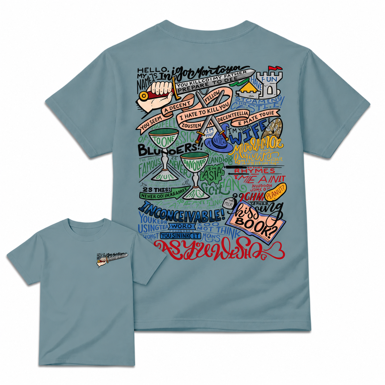 Th3 Pr1nc3ss Br1d3 Inspired Graphic T-Shirt, Iconic Movie Quotes Hand-Lettered Tee