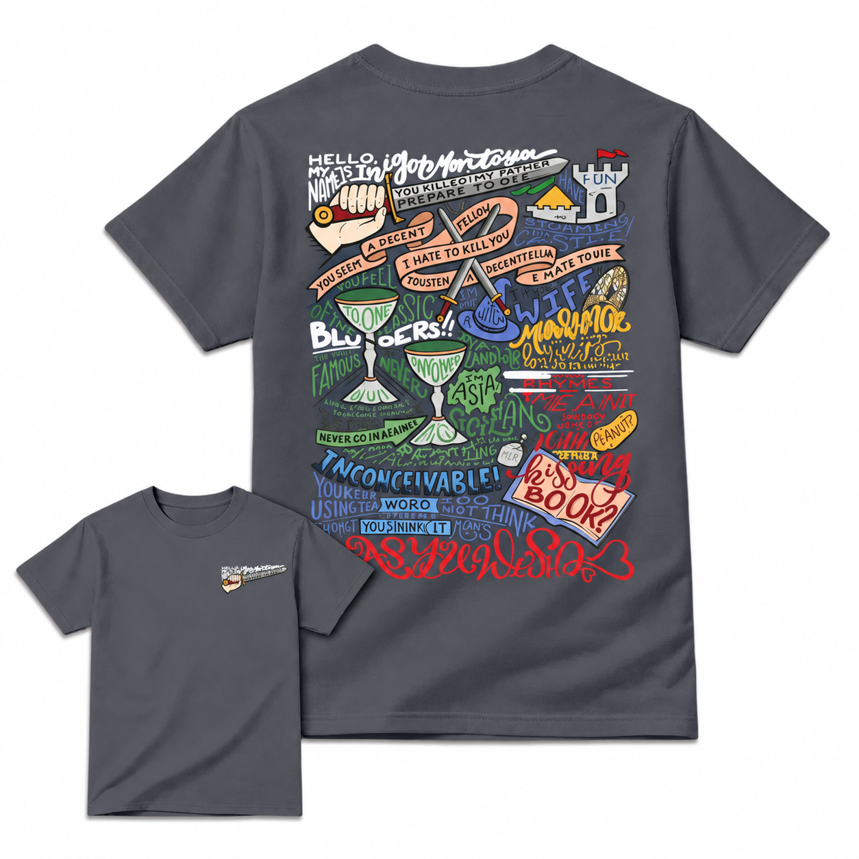 Th3 Pr1nc3ss Br1d3 Inspired Graphic T-Shirt, Iconic Movie Quotes Hand-Lettered Tee