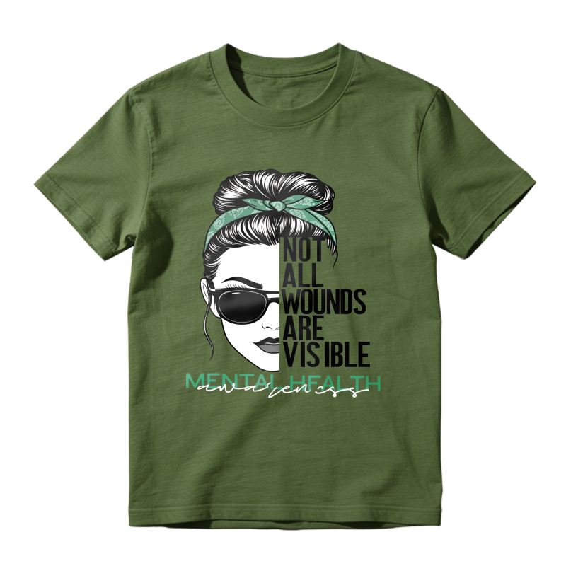 Fashion Designer TShirts with Mental HealthAwareness Graphic Tee Not All Wounds Are VisibleCasual