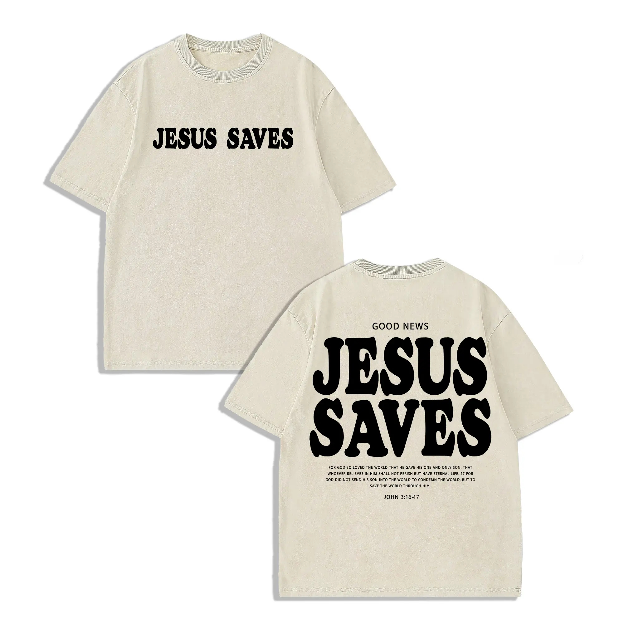 Jesus Saves Unisex Washed T-Shirt Gym Pump Cover Graphic Men's Regular Fit Washed Pure Cotton