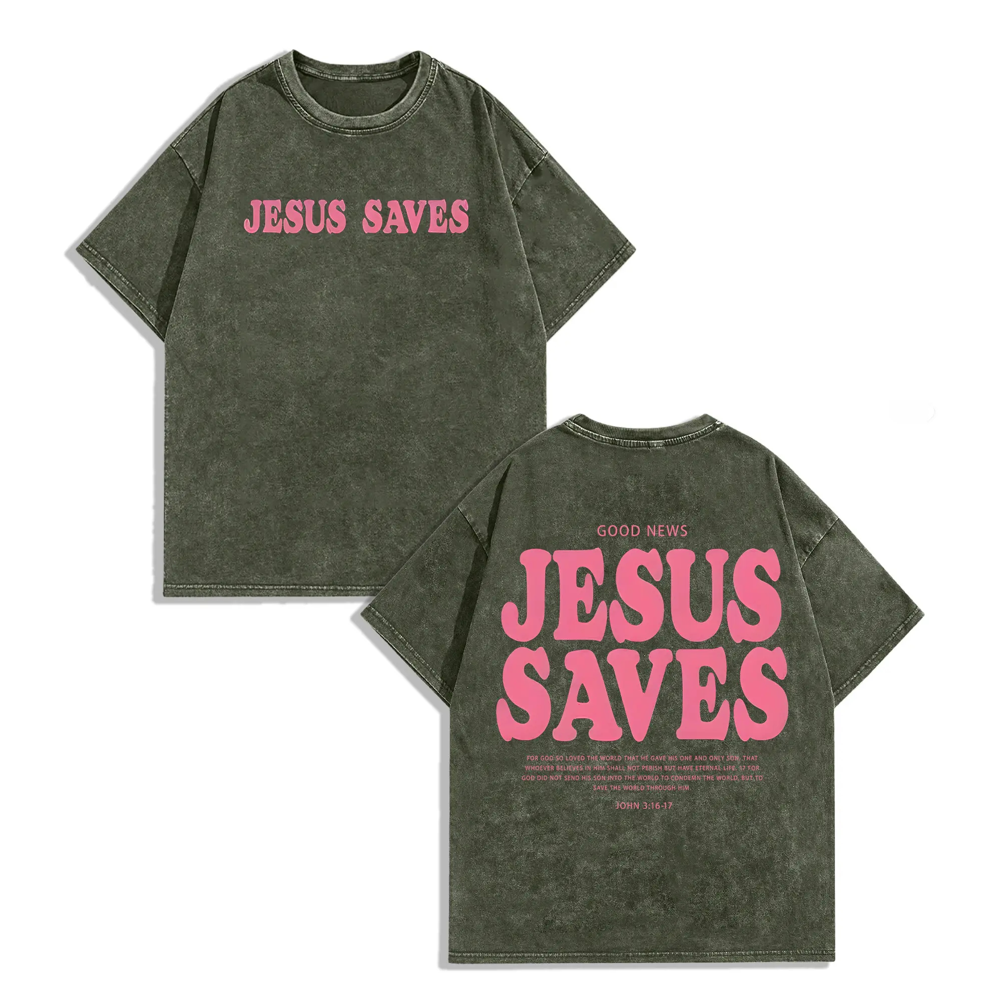 Jesus Saves Unisex Washed T-Shirt Gym Pump Cover Graphic Men's Regular Fit Washed Pure Cotton