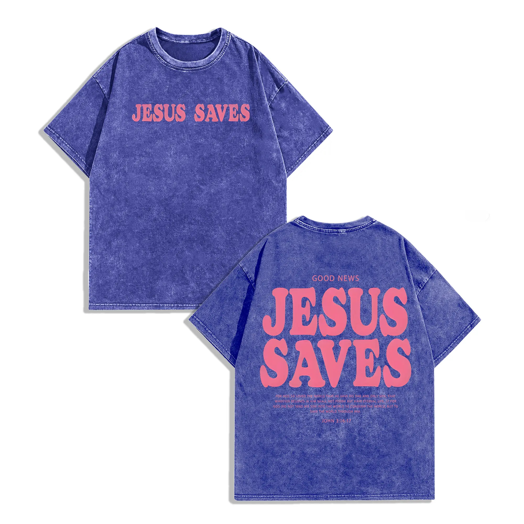 Jesus Saves Unisex Washed T-Shirt Gym Pump Cover Graphic Men's Regular Fit Washed Pure Cotton
