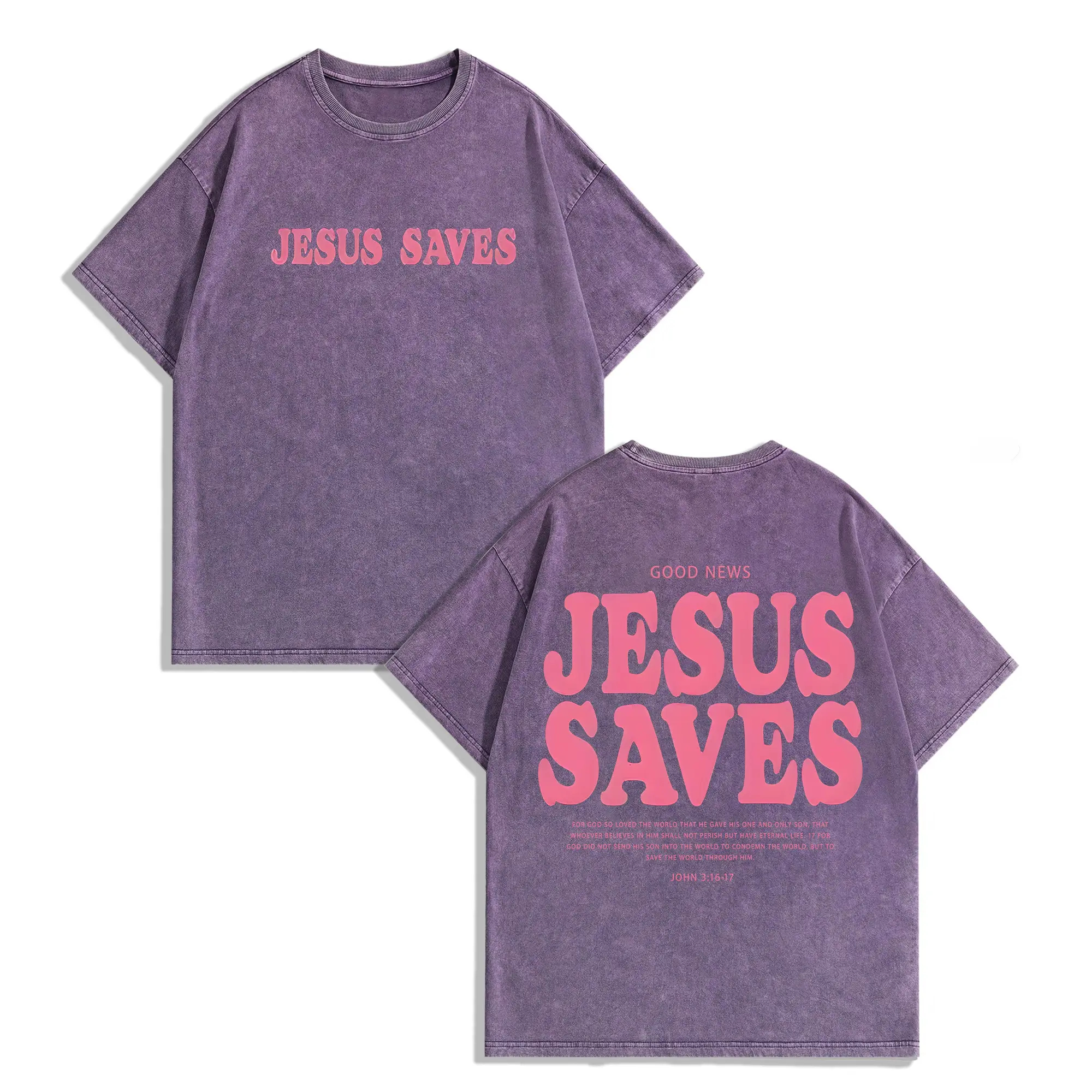 Jesus Saves Unisex Washed T-Shirt Gym Pump Cover Graphic Men's Regular Fit Washed Pure Cotton