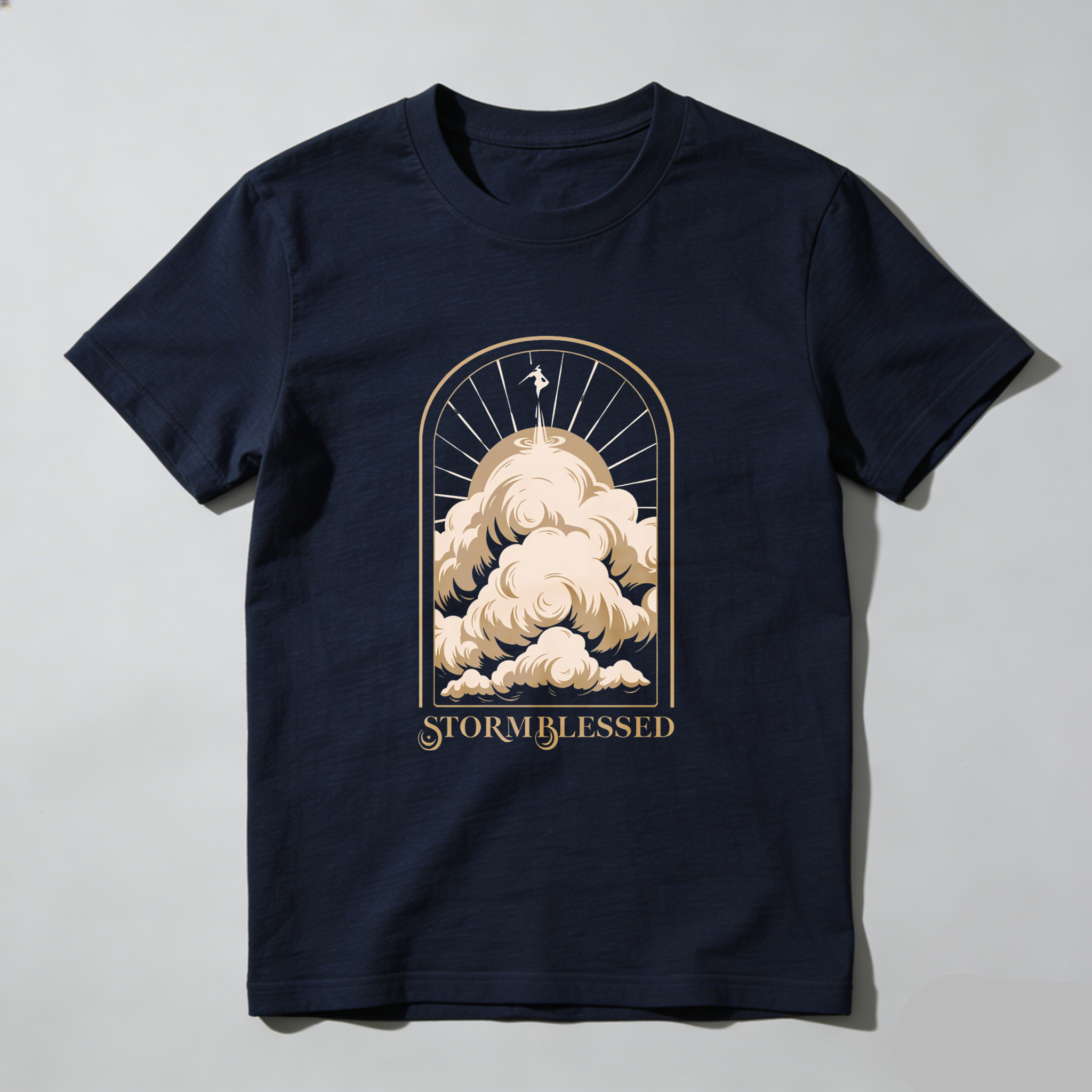 Wardrobecart Storm Blessed Clouds With Angel And Sun Rays Tshirt