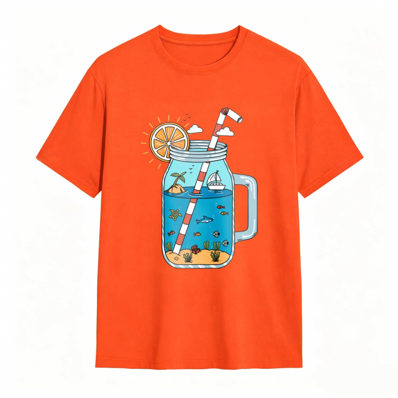 Mason Jar With Beach Scene And Lemonade Design Unisex Classic T-shirt