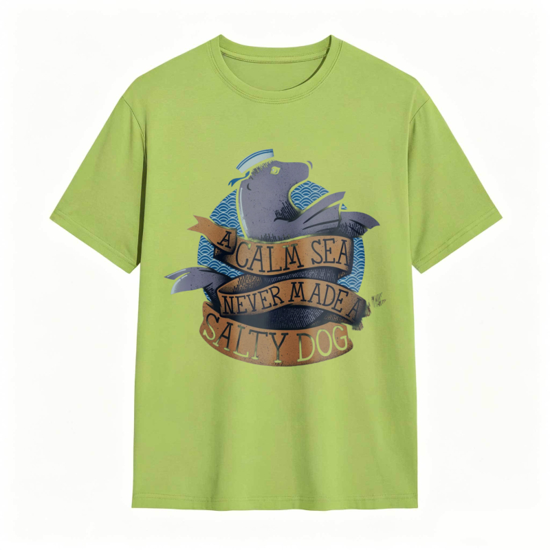 Whale And Sea Theme With A Calm Sea Never Made Salty Dog Text Unisex Classic T-shirt