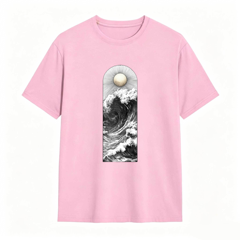 Wave And Moon Arch Design Unisex Classic T-shirt