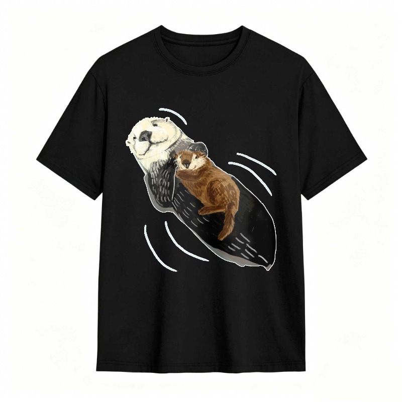 Otter And Baby Otter Floating On Back Unisex Classic T-shirt