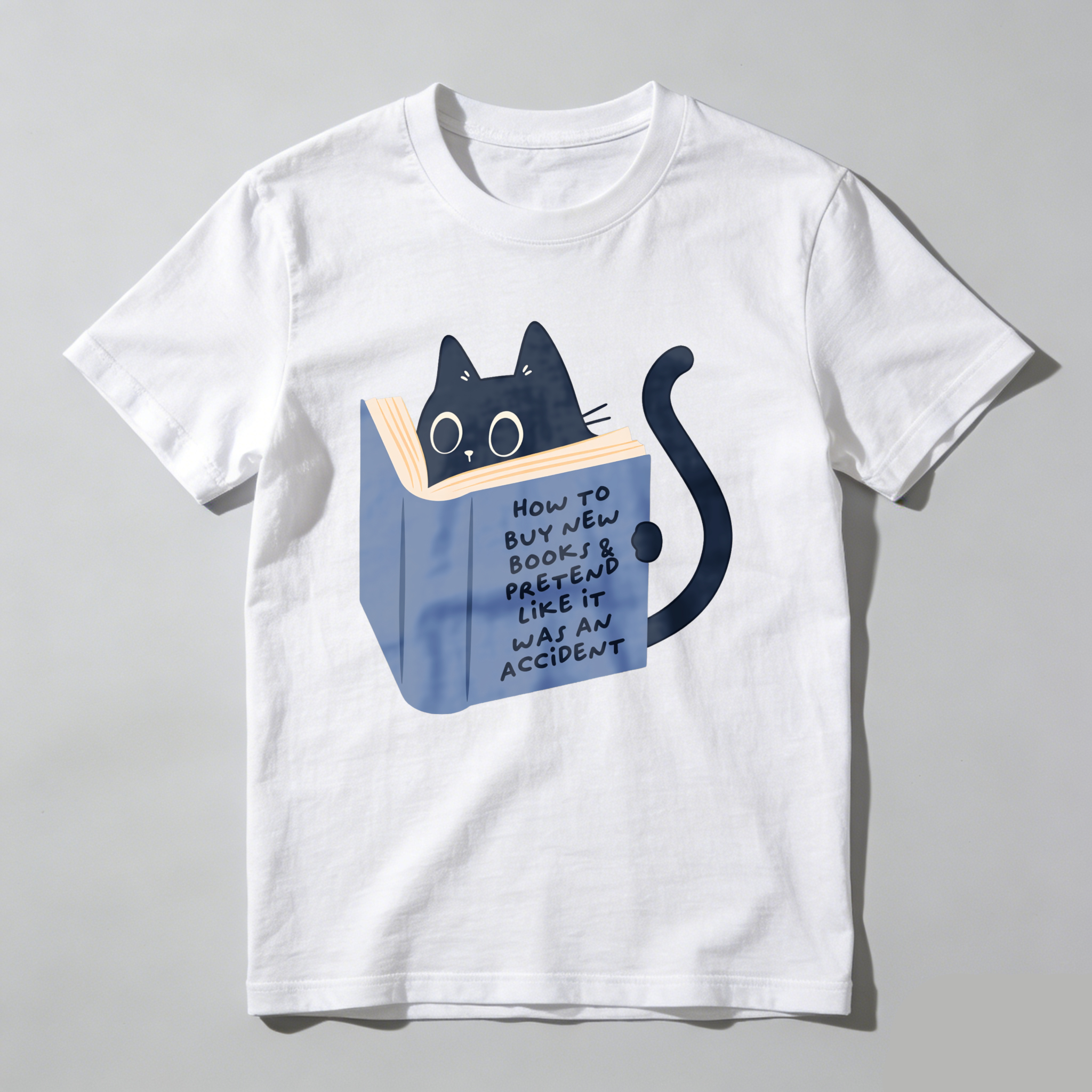 Wardrobecart Cat Reading Book With Text On Cover tshirt
