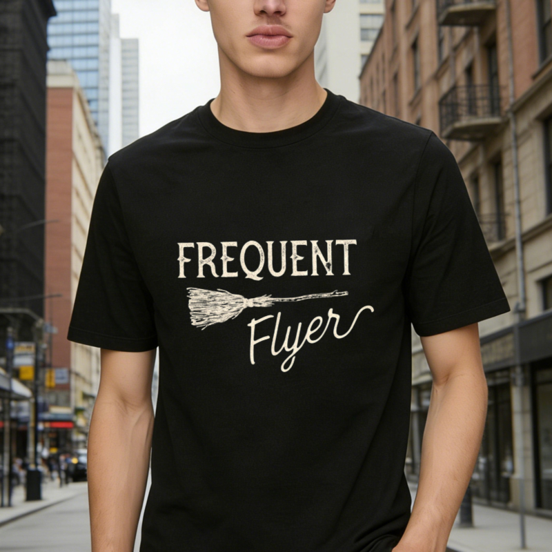 Frequent Flyer Broomstick Graphic T-shirt