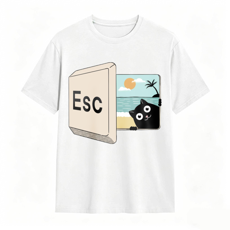 Esc Key Cat Beach Scene Unisex Classic T-shirt