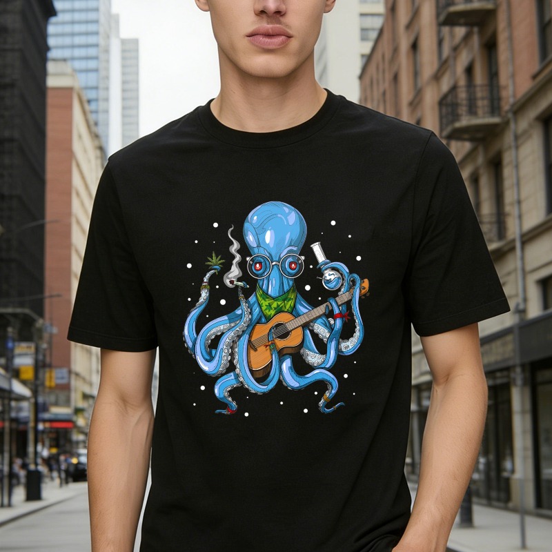 Octopus Playing Guitar With Lab Glassware Unisex Classic T-shirt
