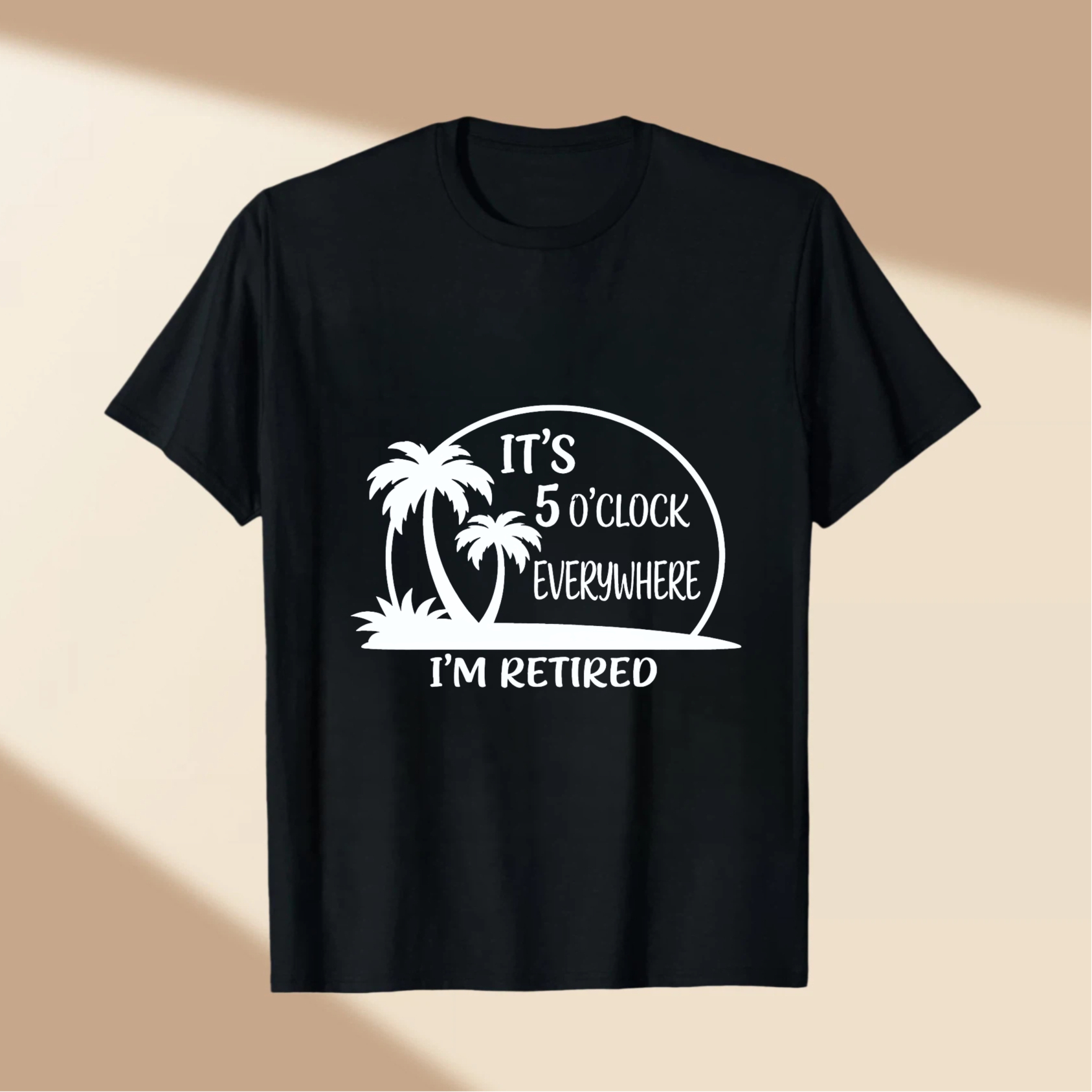 TEECURENT Its 5 Oclock Everywhere Im Retired Funny Retirement Shirt For Men Women Palm Tree Design Casual T-Shirt WOMEN