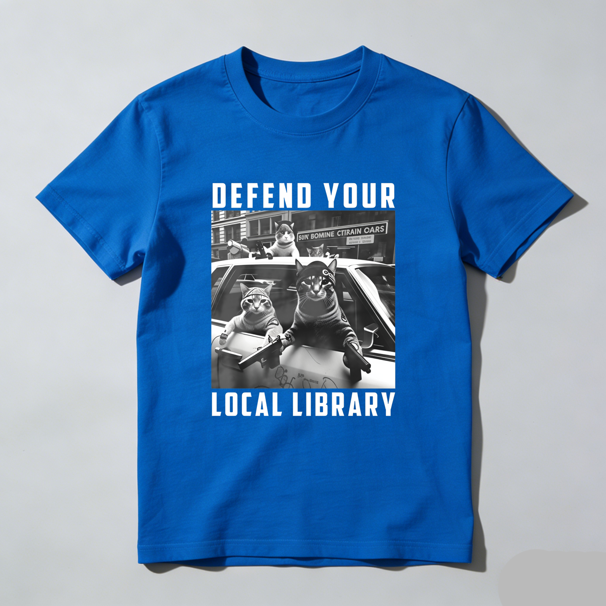 Wardrobecart Defend Your Local Library Cats With Guns Tshirt