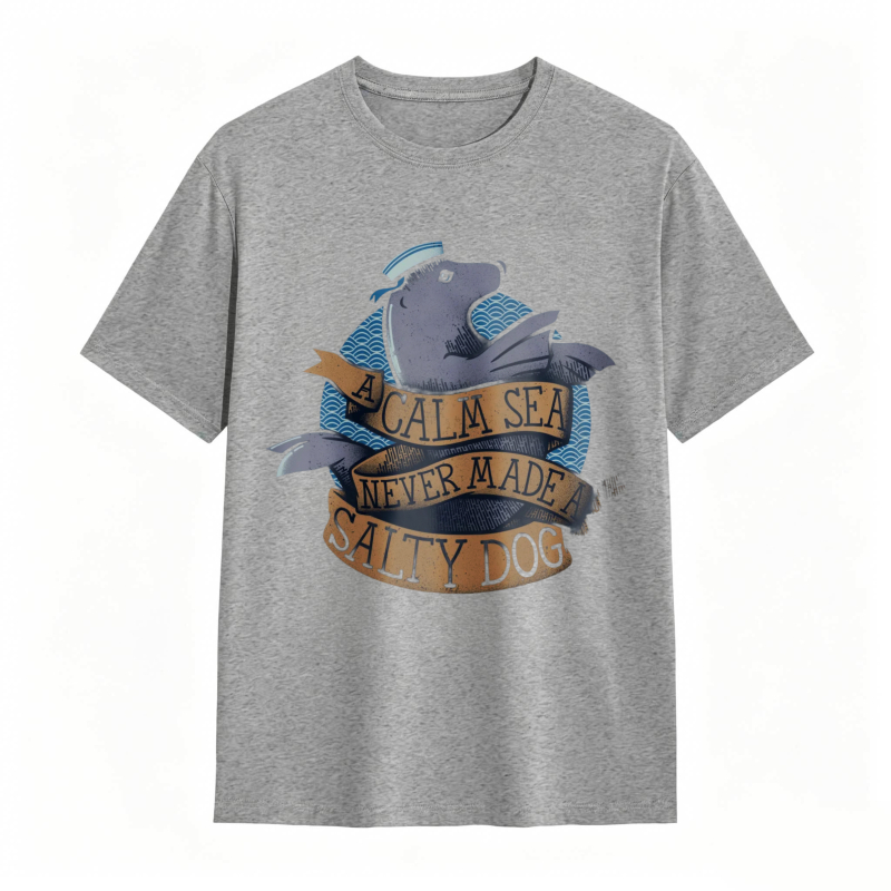 Whale And Sea Theme With A Calm Sea Never Made Salty Dog Text Unisex Classic T-shirt