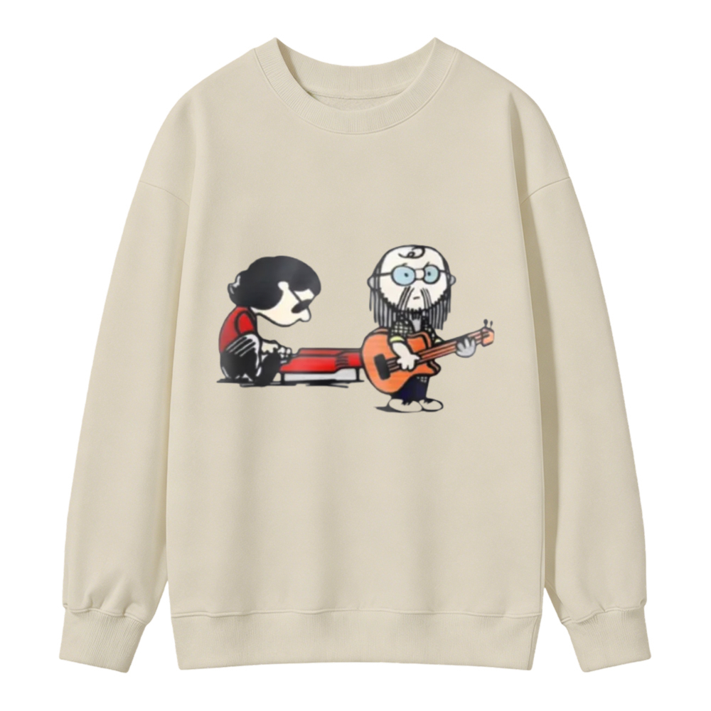 Cartoon Rock Band Guitar Player Graphic Sweatshirt