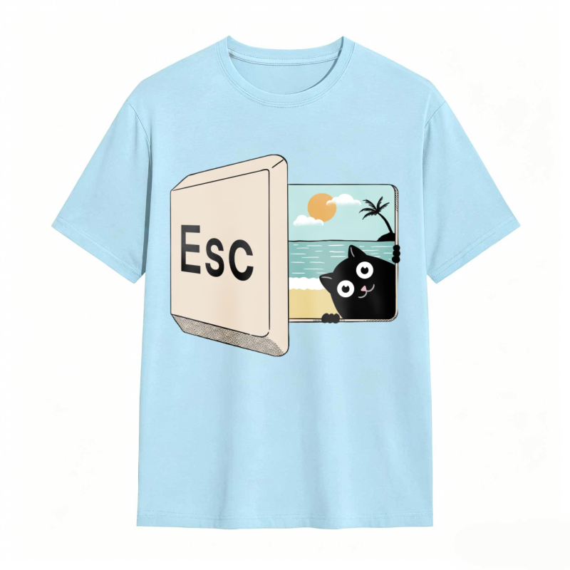 Esc Key Cat Beach Scene Unisex Classic T-shirt