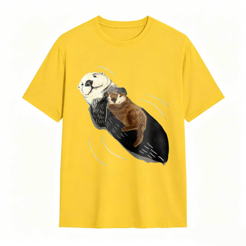 Otter And Baby Otter Floating On Back Unisex Classic T-shirt