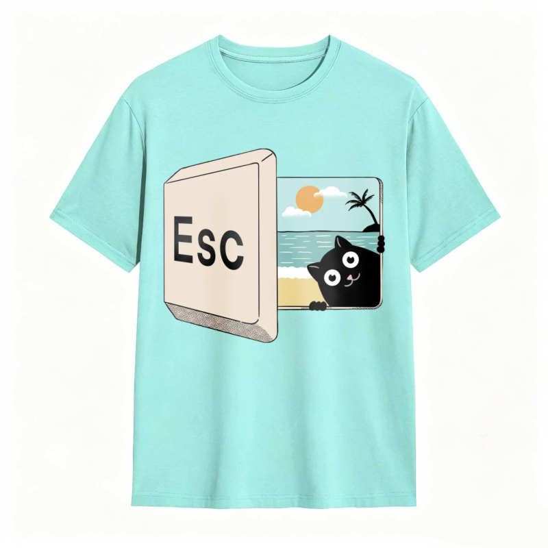 Esc Key Cat Beach Scene Unisex Classic T-shirt